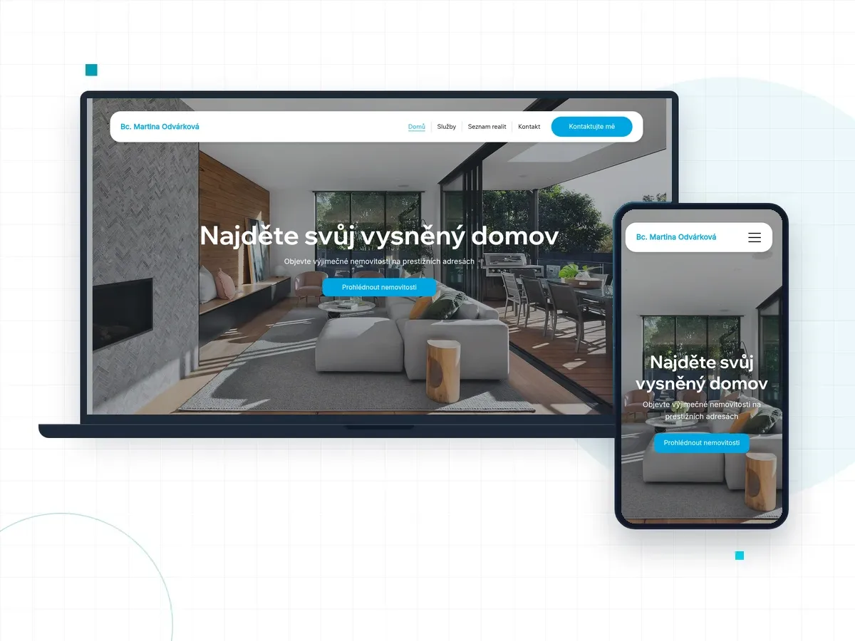Web Bc. Martiny Odvárkové na notebooku a mobilu
